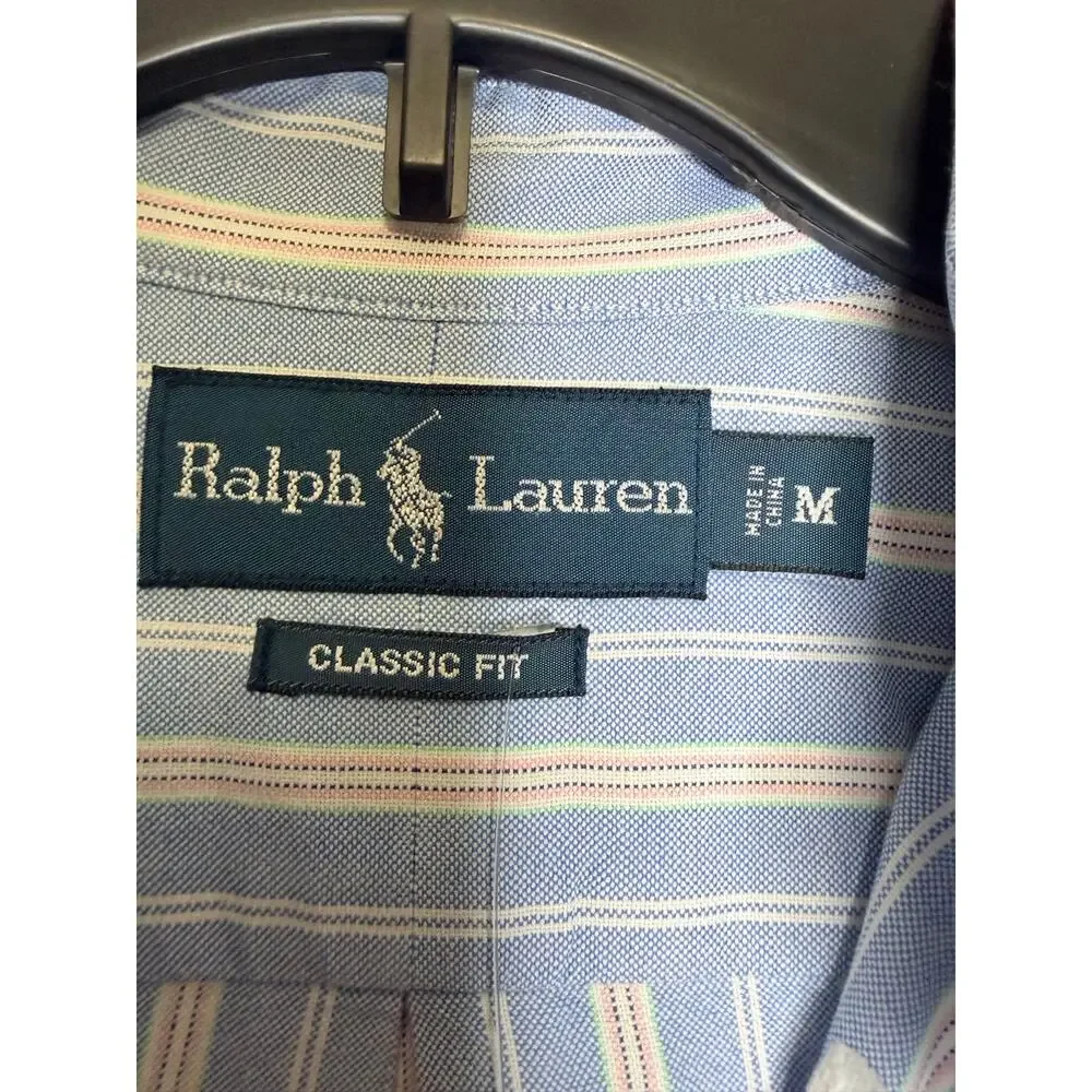 Polo Ralph Lauren Classic Fit Striped Oxford Shirt Size M Cotton